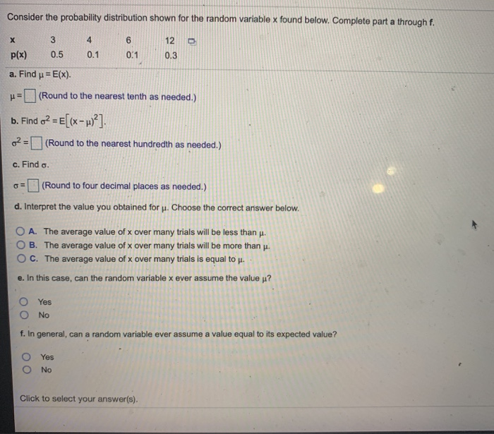 Solved Consider The Probability Distribution Shown For Th Chegg Com