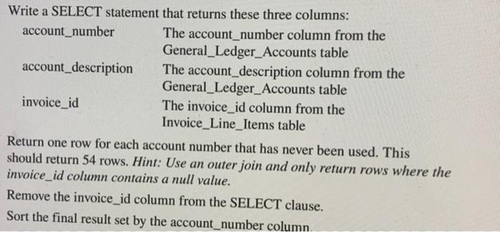 Solved Write a SELECT statement that returns these three | Chegg.com