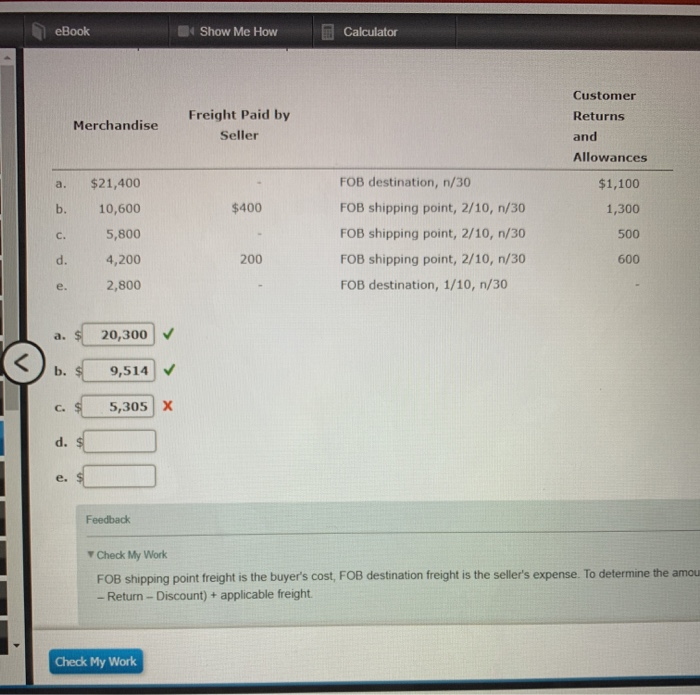 Solved EBook Show Me How Calculator Customer Merchandise | Chegg.com