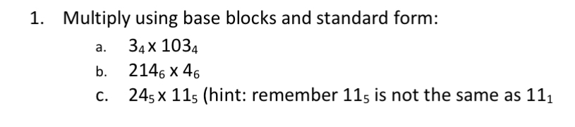 Solved Multiply using base blocks and standard | Chegg.com