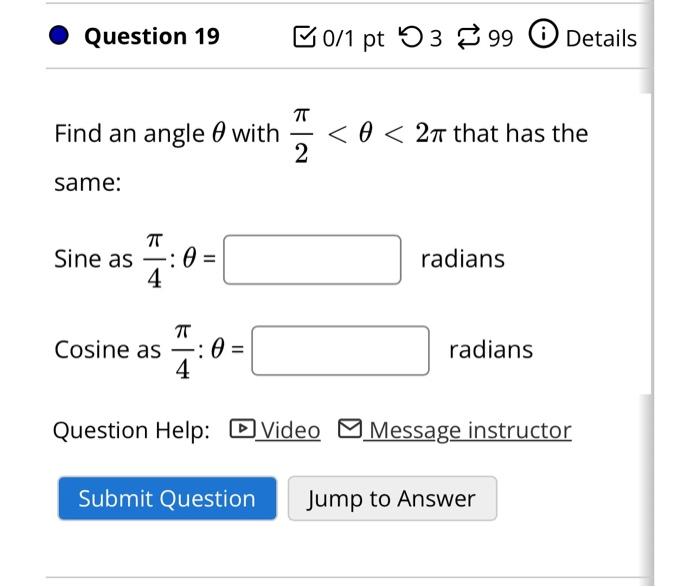 Solved Find an angle θ with 2π