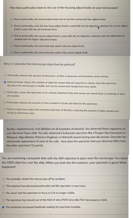 Parfocality Solved How does parfocality relate to the use of the | Chegg.com