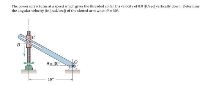 Solved The power screw turns at a speed which gives the | Chegg.com