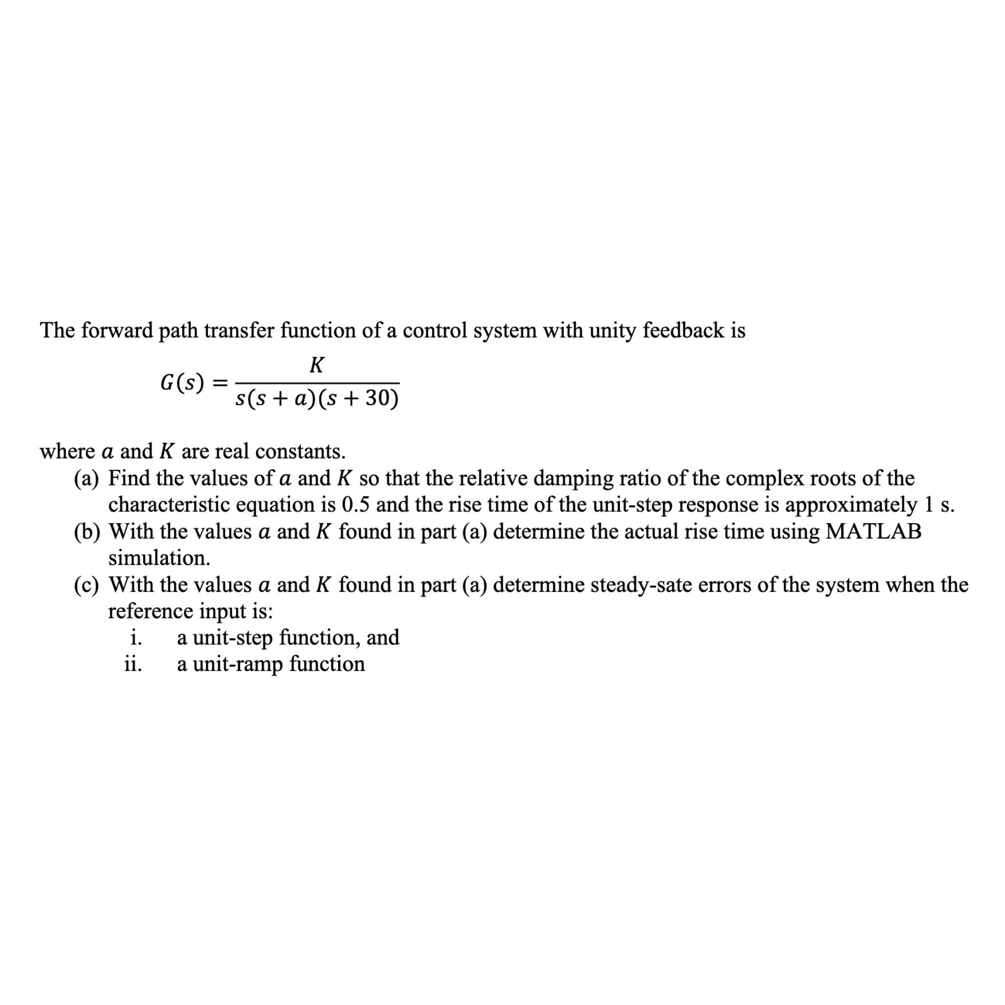 Solved The Forward Path Transfer Function Of A Control | Chegg.com