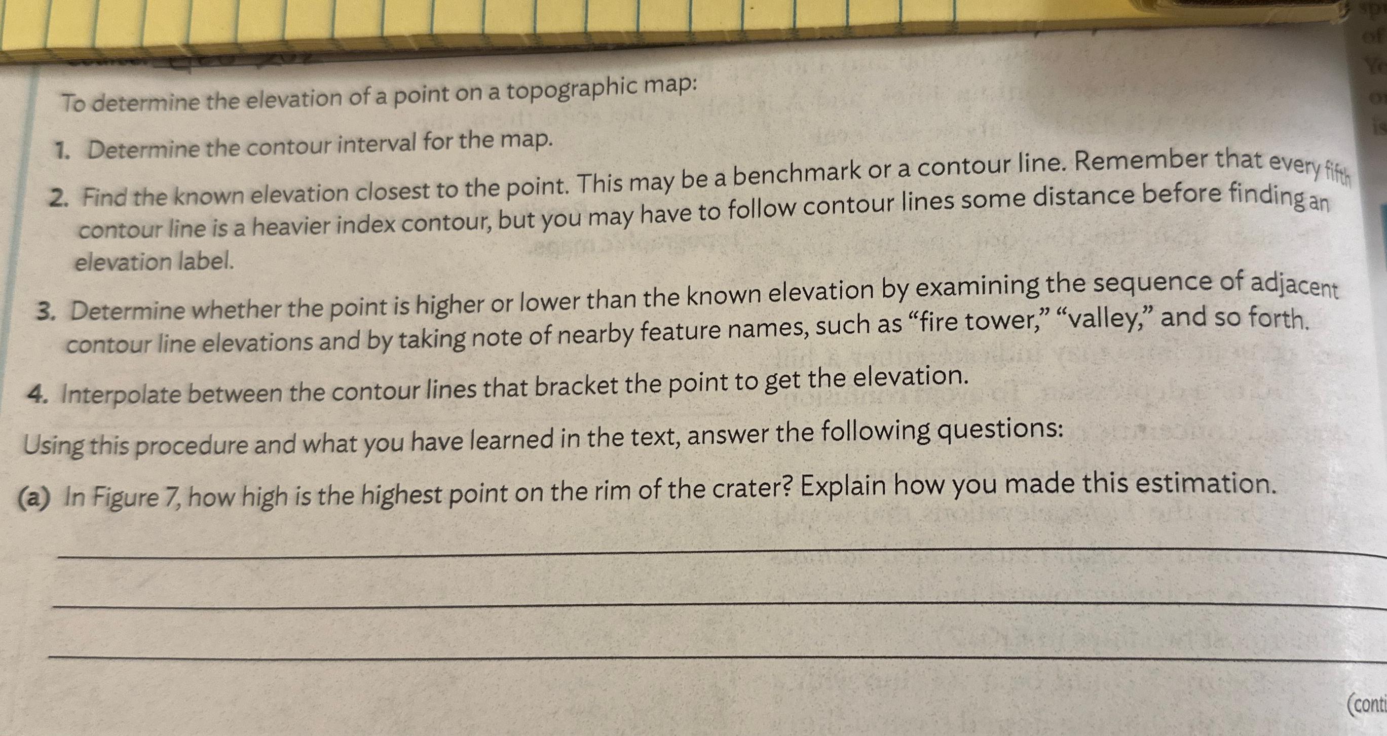 Solved To determine the elevation of a point on a