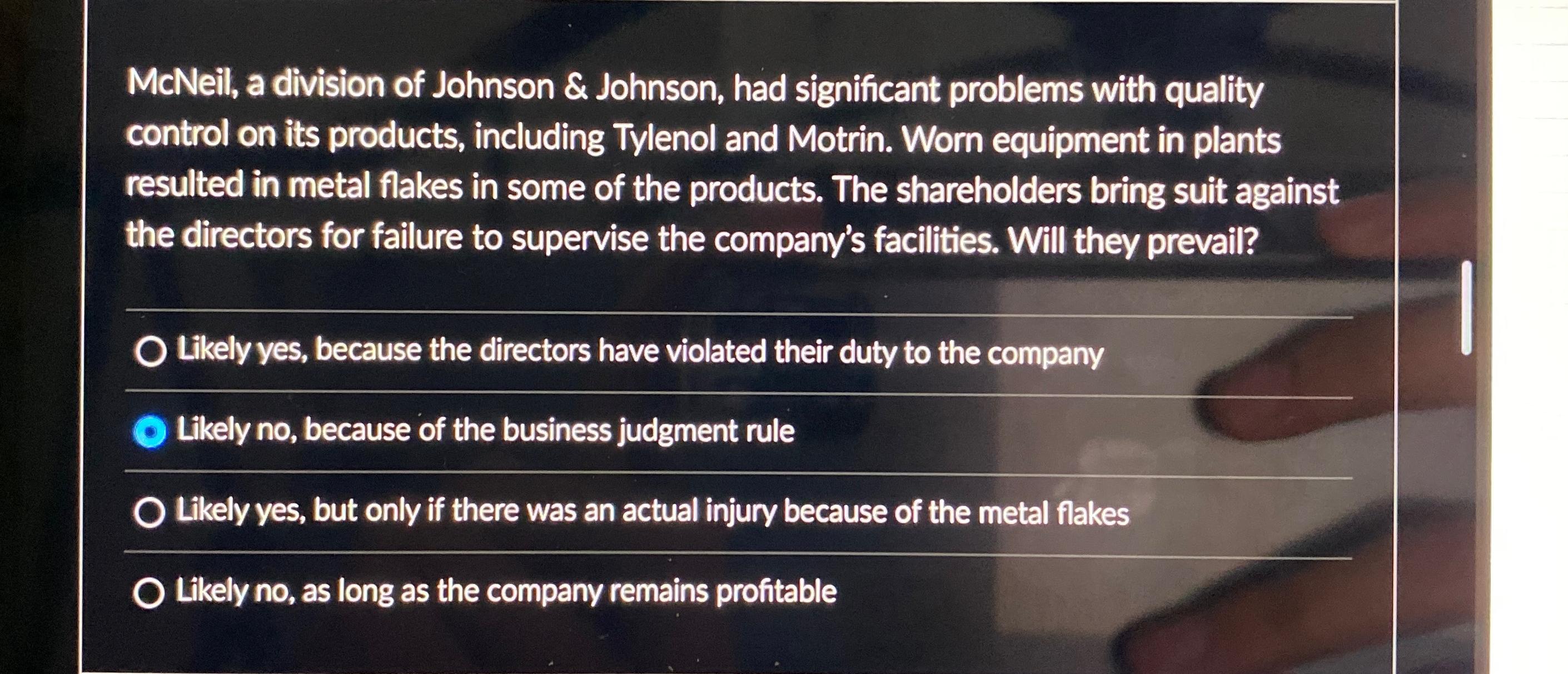 Solved McNeil, a division of Johnson & Johnson, had | Chegg.com