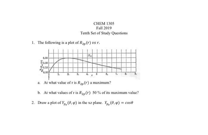 Chem 1305 Fall 2019 Tenth Set Of Study Questions 1 Chegg