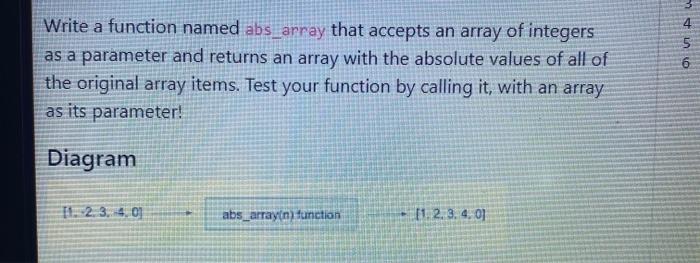 Solved Write a function named abs_array that accepts an | Chegg.com