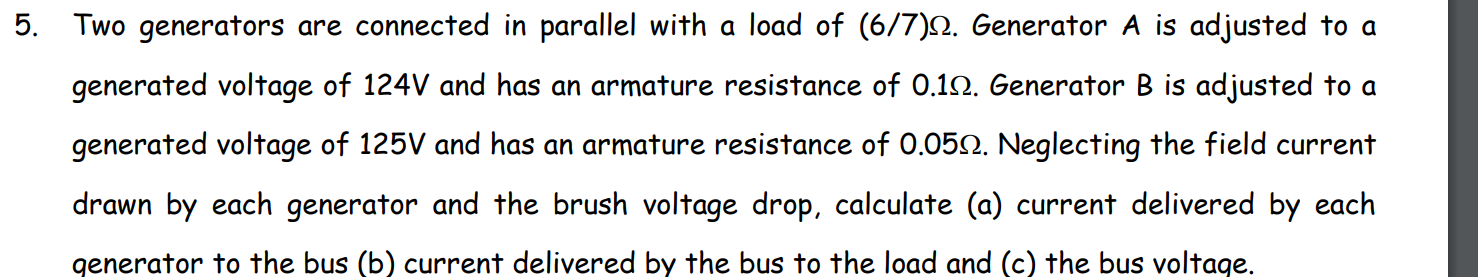 Solved Two generators are connected in parallel with a load | Chegg.com