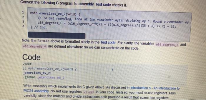Solved Convert the following program to assembly. Test code | Chegg.com