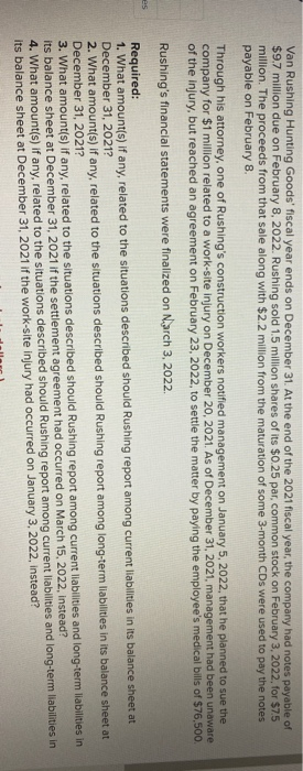 Solved Van Rushing Hunting Goods' fiscal year ends on | Chegg.com