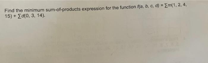 Solved Find The Minimum Sum-of-products Expression For The | Chegg.com