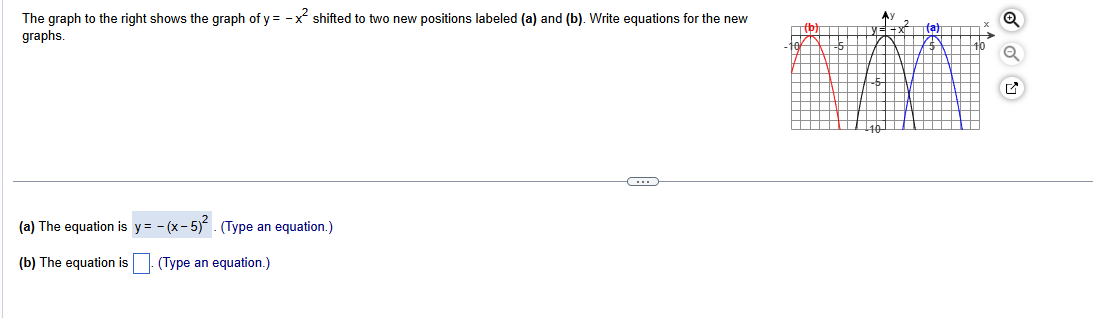 Solved The graph to ﻿the right shows the graph of y=-x2 | Chegg.com