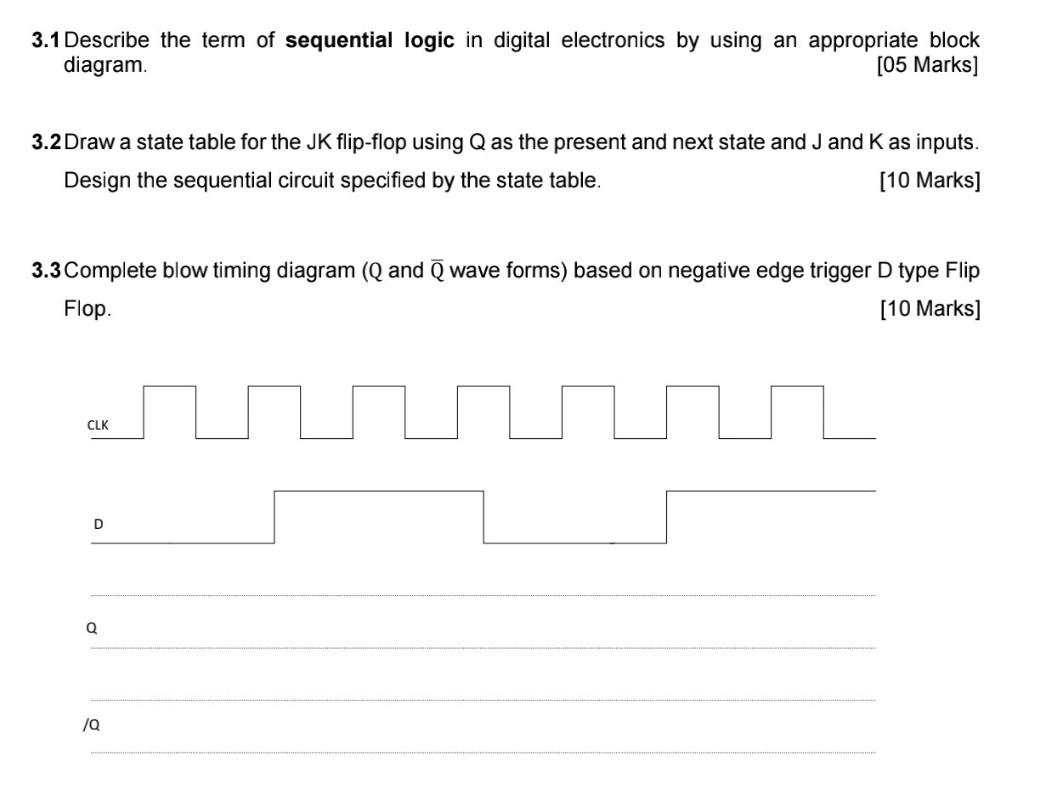 Solved 3.1Describe the term of sequential logic in digital | Chegg.com