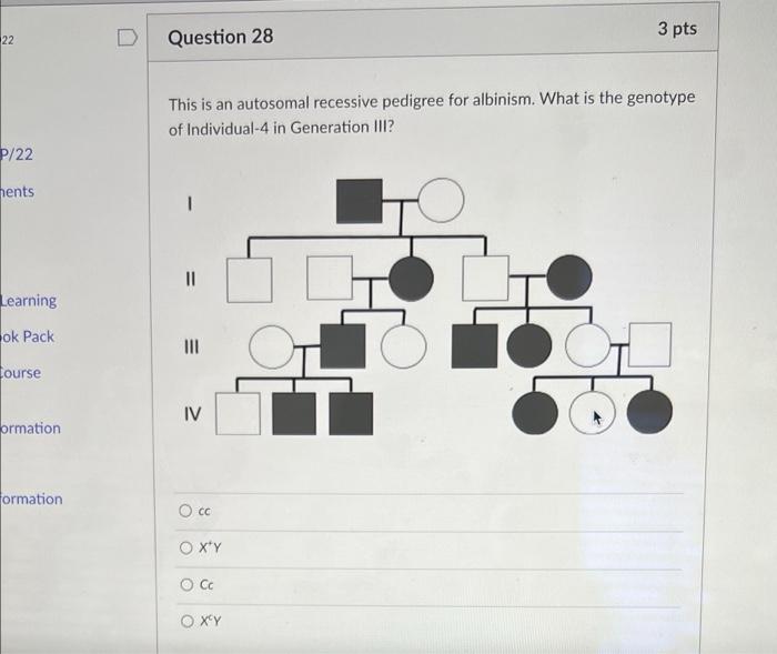 Solved 22 D 3 pts Question 28 This is an autosomal recessive | Chegg.com