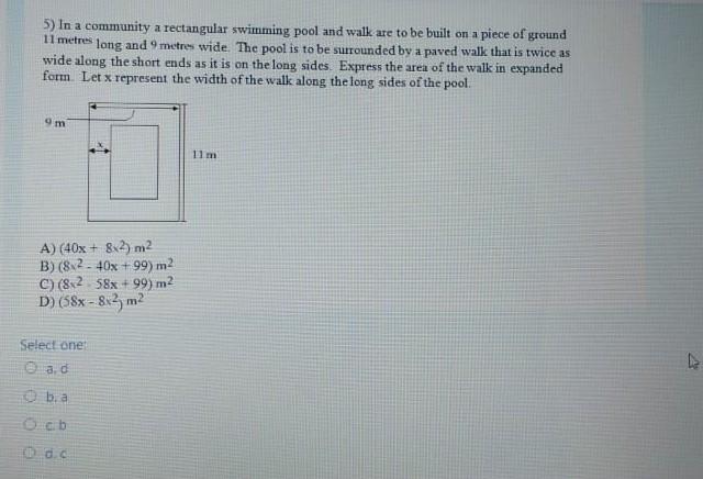 Solved 5) In a community a rectangular swimming pool and | Chegg.com