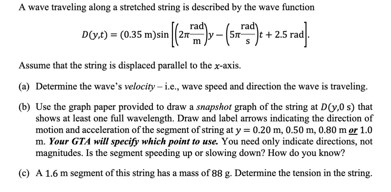 Solved A wave traveling along a stretched string is | Chegg.com