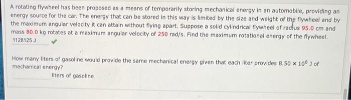 Solved A rotating flywheel has been proposed as a means of | Chegg.com