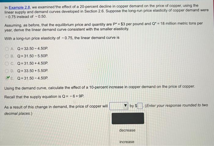 Solved In Example 2.8, we examined the effect of a | Chegg.com