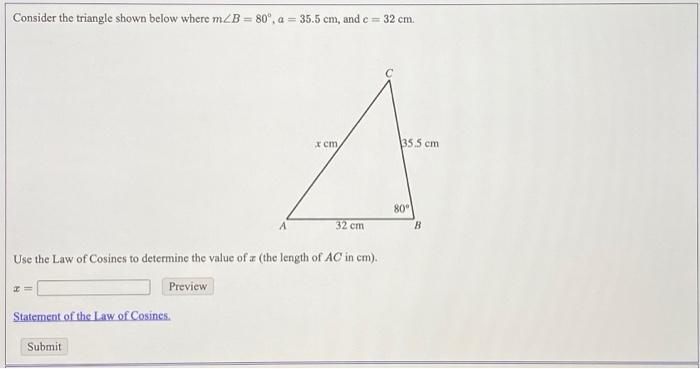 Solved Consider the triangle shown below where mC = 51°, 6 = | Chegg.com