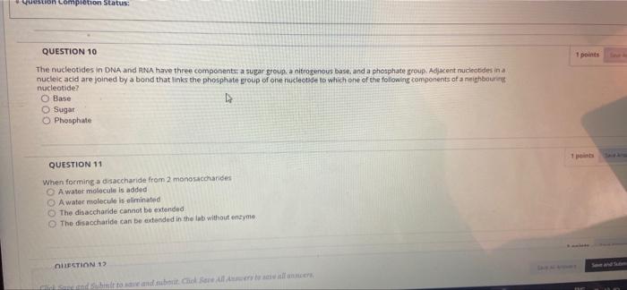 Solved question completion Status: QUESTION 10 1 points The | Chegg.com