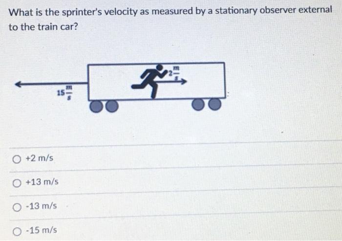 Solved What is the sprinter's velocity as measured by a | Chegg.com