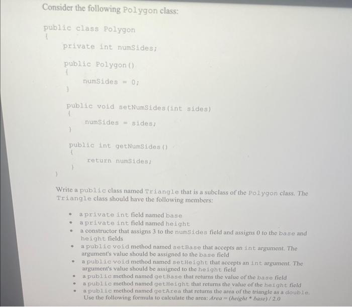 Solved Consider the following Polygon class: public class | Chegg.com