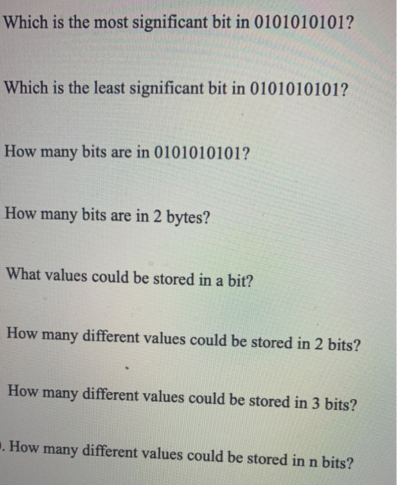 Solved Which is the most significant bit in 0101010101? | Chegg.com