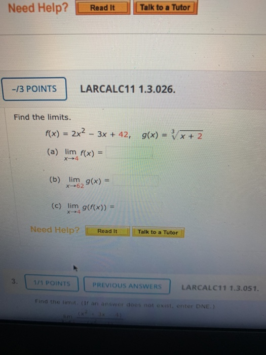 Solved Need Help? Read It Talk to a Tutor -13 POINTS | Chegg.com