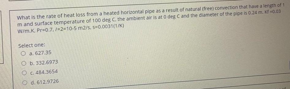 Solved What is the rate of heat loss from a heated | Chegg.com