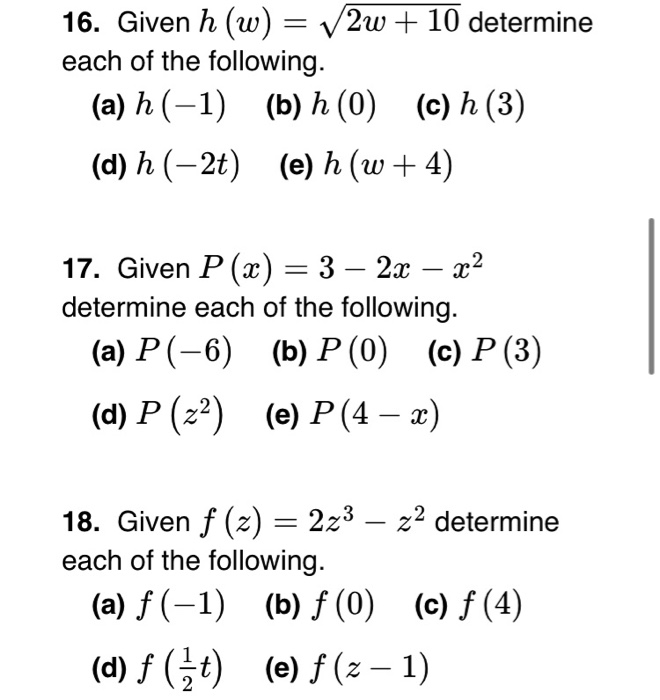 Fuction Example Questions Solved Section 3-4 : The Definition Of A Function - | Chegg.com