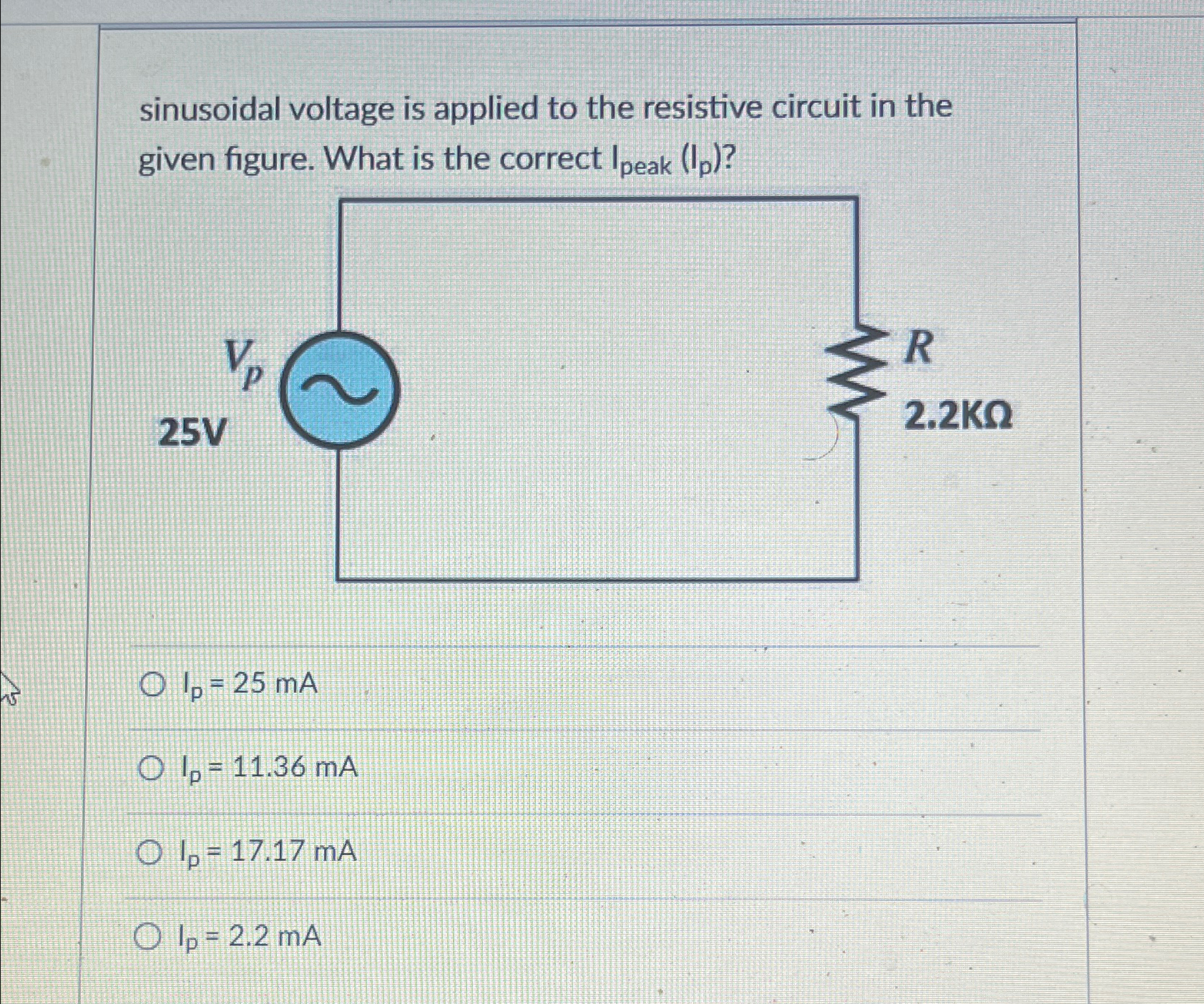 Solved sinusoidal voltage is applied to the resistive | Chegg.com