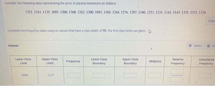 Solved Consider the following data representing the price of | Chegg.com