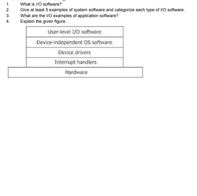 Solved 1. 2. 3. 4. What is 1/0 software? Give at least 5