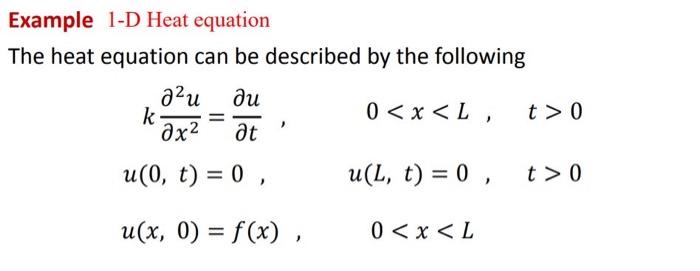 Solved Example 1-D Heat Equation The Heat Equation Can Be | Chegg.com