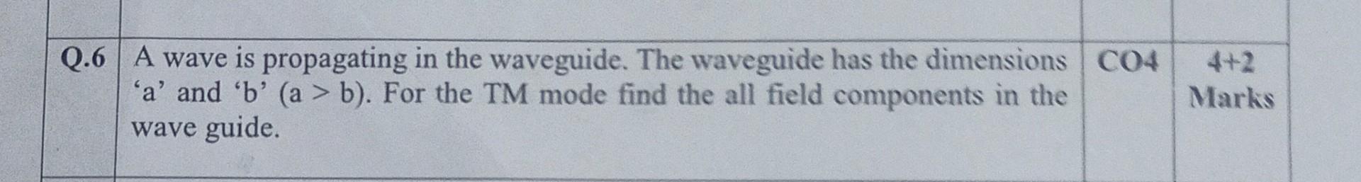 Solved Q.6 A wave is propagating in the waveguide. The | Chegg.com