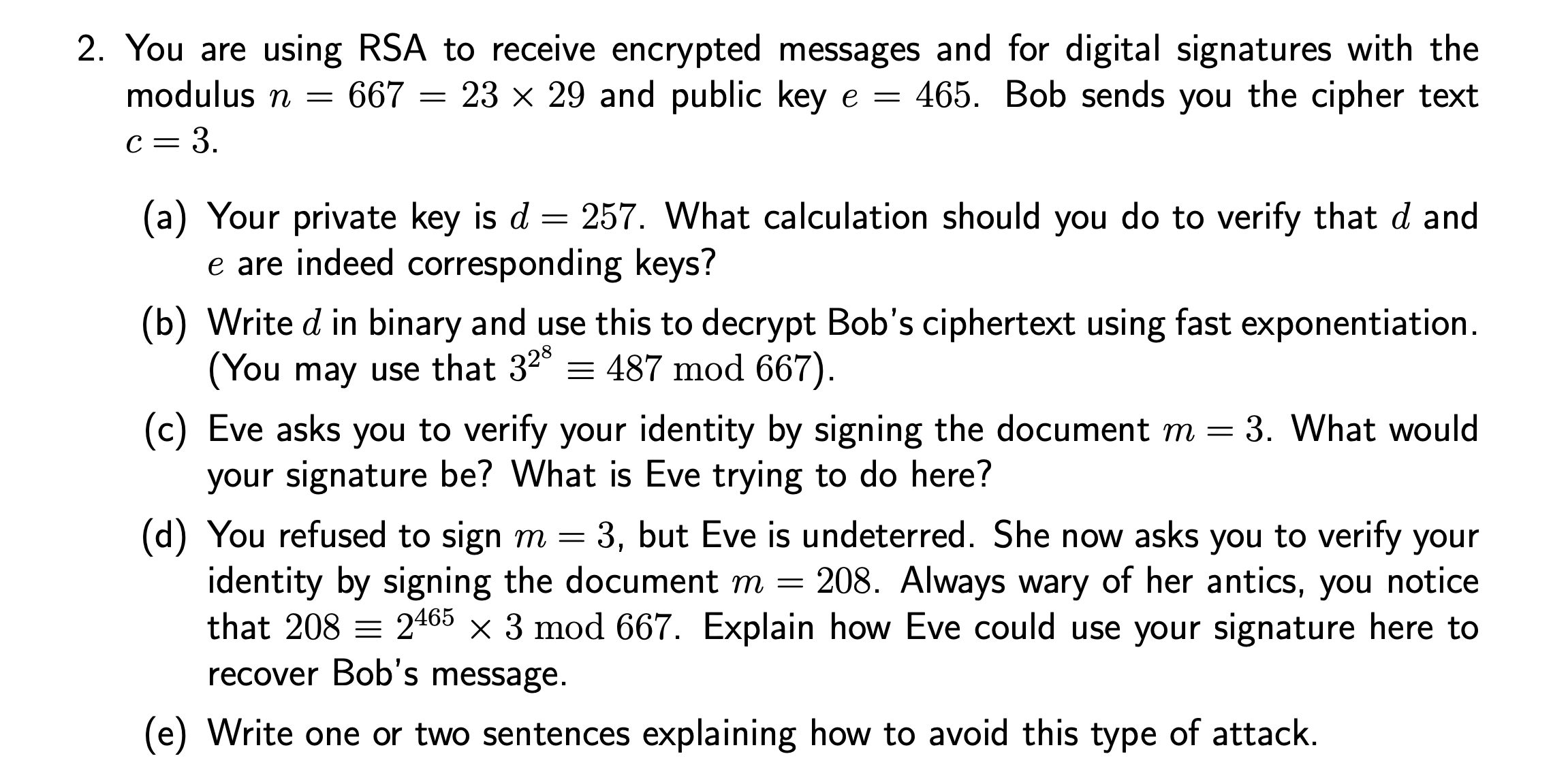Solved You are using RSA to receive encrypted messages and | Chegg.com