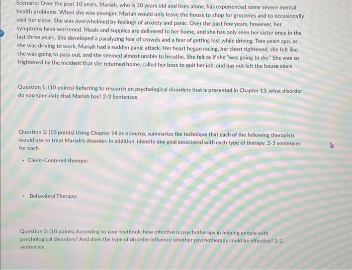 Solved Scenario Over the past 10 years, Mariah, who is 30