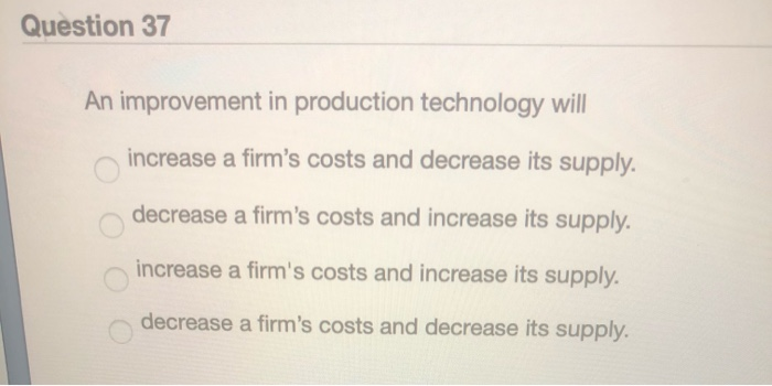 Solved Question 37 An improvement in production technology | Chegg.com