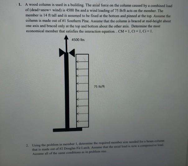 Solved 1. A wood column is used in a building. The axial | Chegg.com
