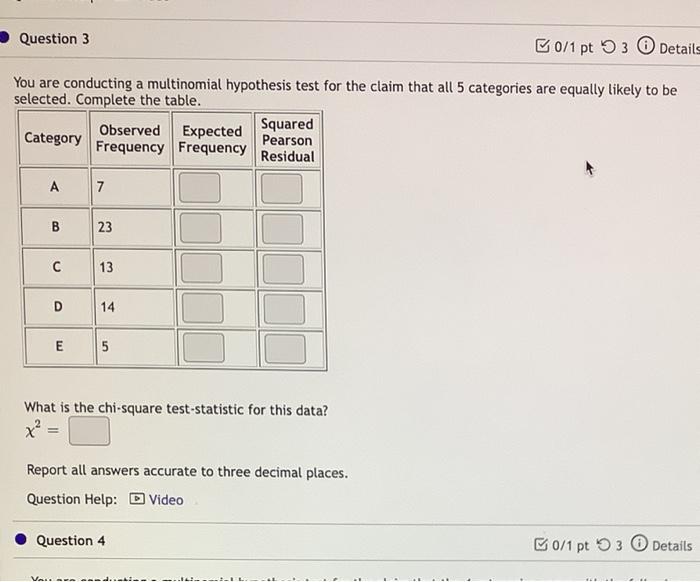 Solved Question 3 0/1 pt3 Details You are conducting a | Chegg.com