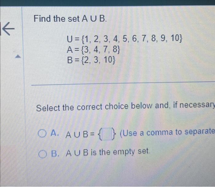 Solved Find The Set A∪B. | Chegg.com