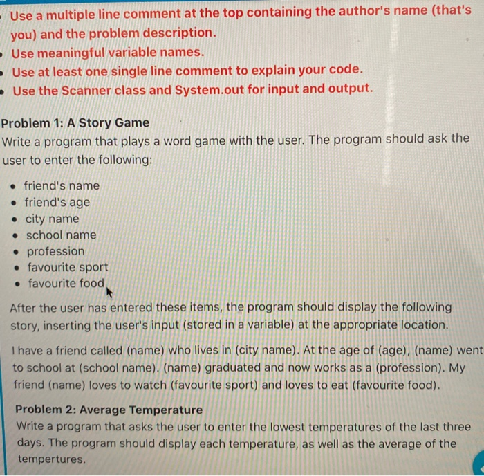 Solved - Use a multiple line comment at the top containing | Chegg.com