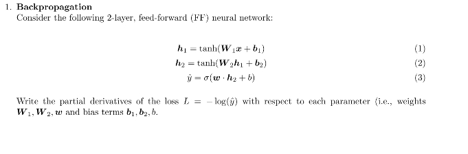 Solved BackpropagationConsider the following 2-layer, | Chegg.com
