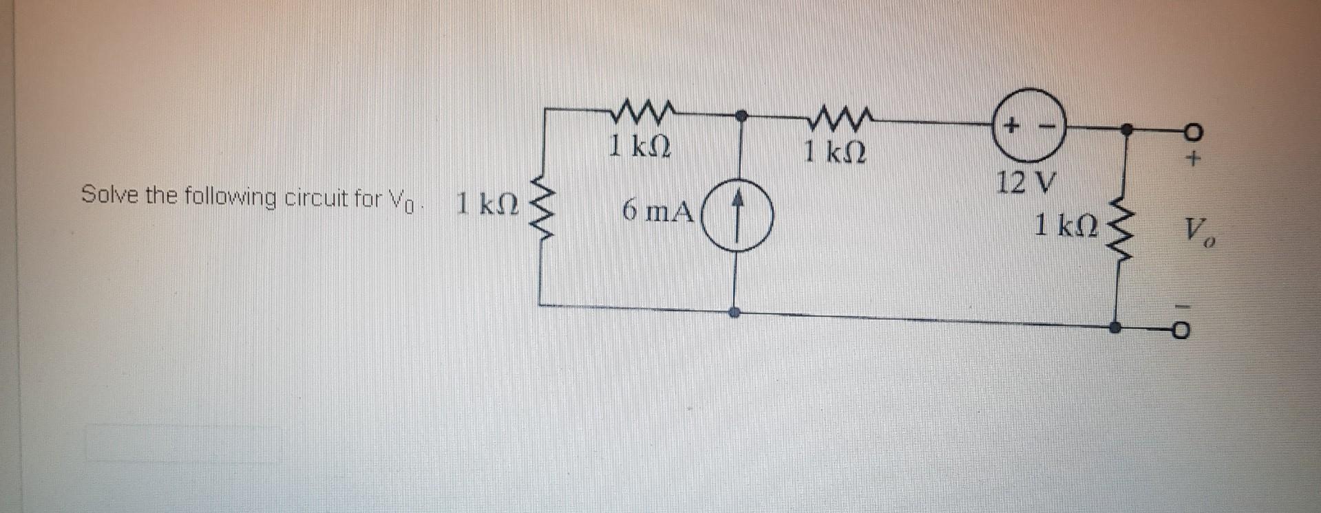 Solved Solve the following circuit for V0 | Chegg.com