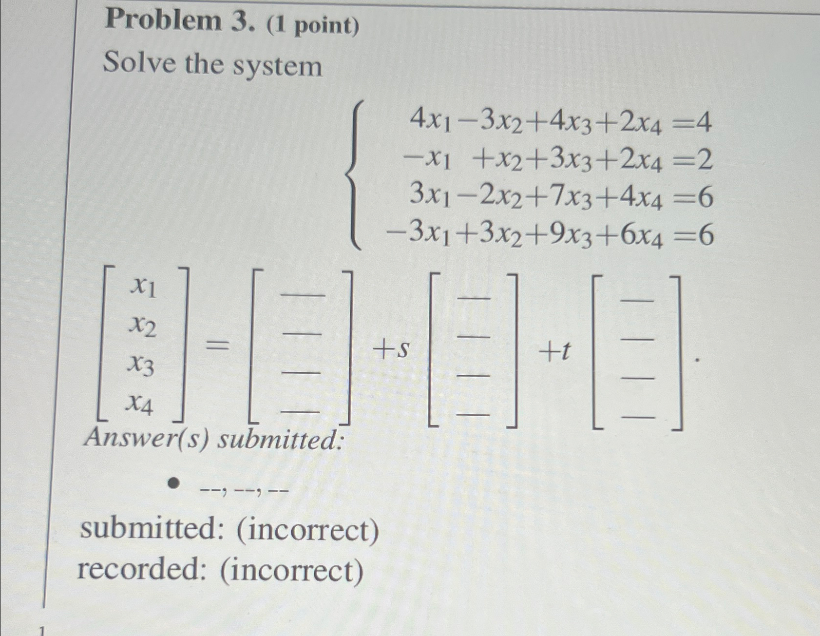 solve for x 4 3x 2 )  3 35 1 point