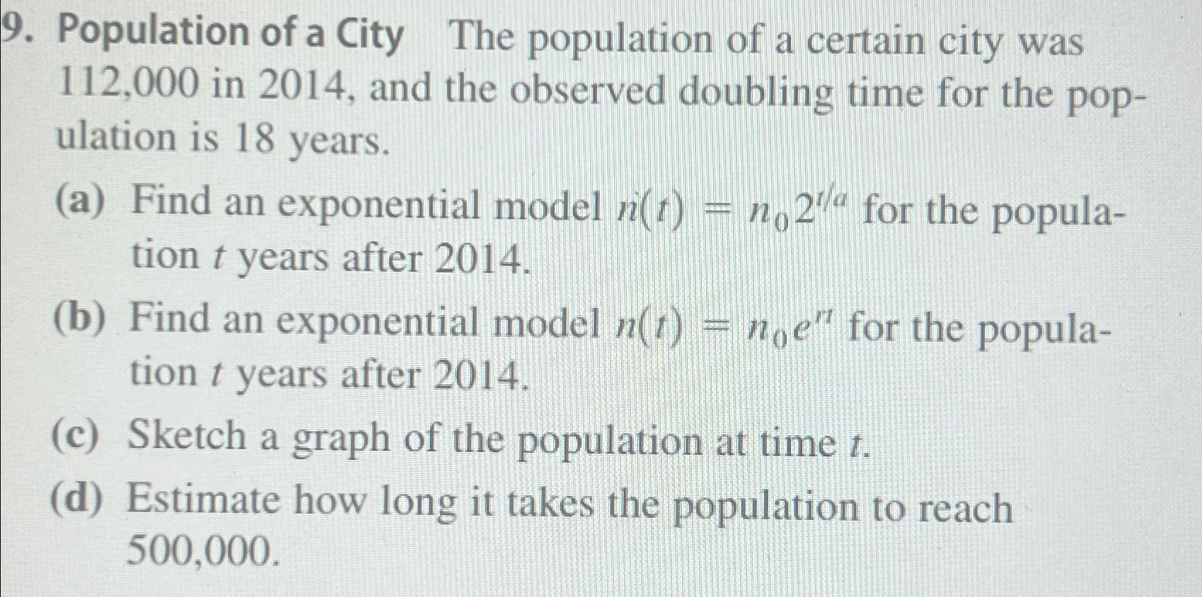 Solved Population of a City The population of a certain city | Chegg.com
