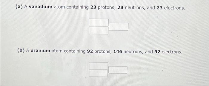 Solved (a) A vanadium atom containing 23 protons, 28 | Chegg.com