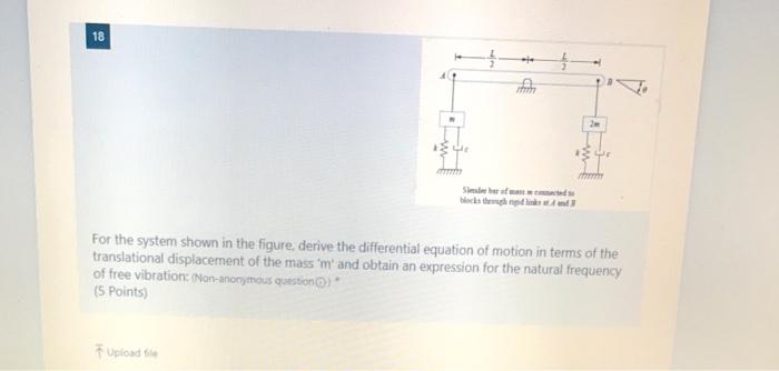 Solved 18 4 를 들 For the system shown in the figure, derive | Chegg.com