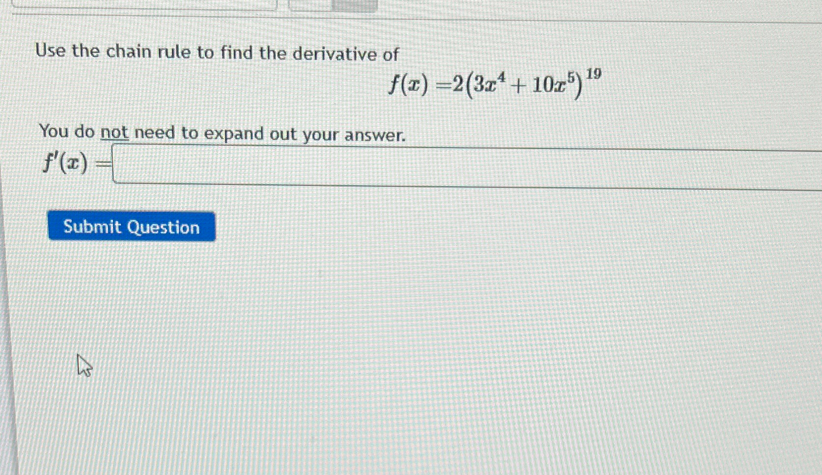 Solved Use the chain rule to find the derivative | Chegg.com